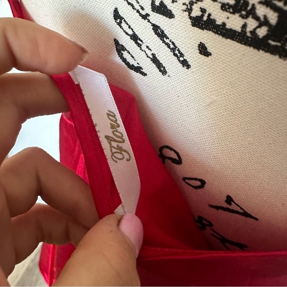 Luxurious Red Lace Floral Slip Dress Red Satin Tie Back Large - Picture 5 of 6